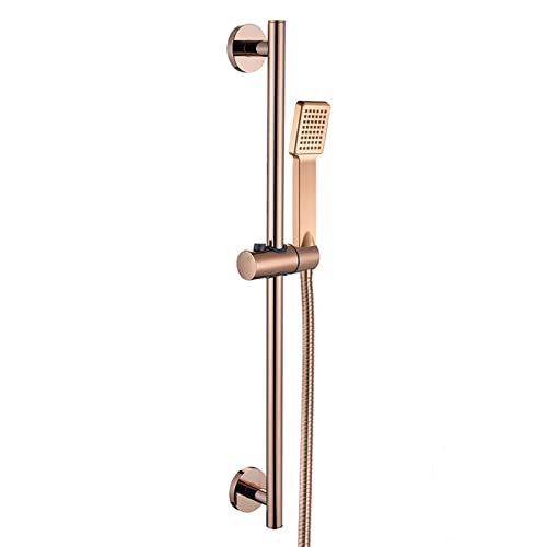 Square Handheld Duschkopf mit Schleifstangenkit Verstellbarer Höhe Edelstahl -Wandhalterung inklusive Schlauch Roségold von XFLSDHGD