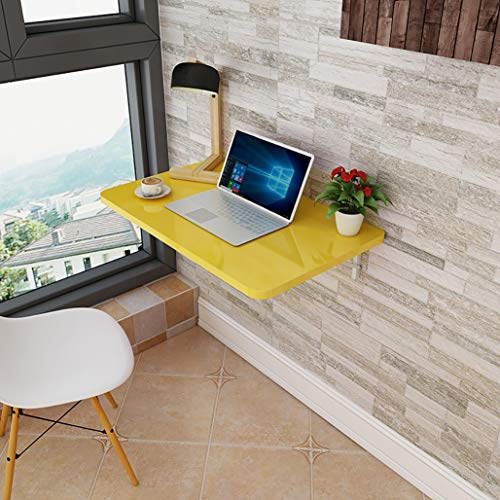 XFLSDHGD Quadratischer Klapptisch, wandmontierter Tisch Falten nach unten, klappbarer Holztisch, stabile stabile Konstruktion, Tropfenblatttische für kleine Räume (gelb 80 * 40c von XFLSDHGD