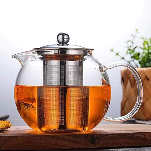 XFLYP 600ml Teekanne Glas Teebereiter mit Abnehmbare Edelstahl-Sieb, Teesieb Glas Teebereiter mit Deckel, Perfekt Perfekt für Losen Tee und Kaffee Teebeutel, Hitzebeständig & Transparent von XFLYP