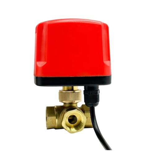 DN15 3-Wege-Kugelhahn, wasserdicht, motorisiert, 3-adrig, 2-Steuerung, elektrischer Kugelhahn aus Messing, Metallmotor mit großem Drehmoment(T TYPE-12VDC-CR02) von XFMZFUBD