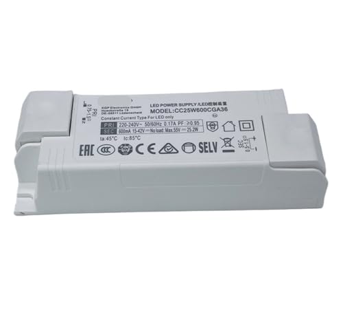 XFMZFUBD 1 Stück LED-Lichttreiber-Netzteil Downlight Flimmerfreier Konstantstromtransformator LED-Lichttreiber-Netzteil Ballasttreiber(25.2W/15-42V/600mA) von XFMZFUBD