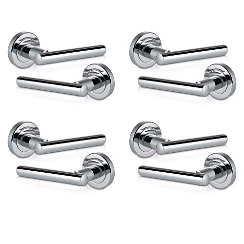 XFORT Polierter Chrom-Liberty-Hebel auf Türgriffen, T-Bar-Hebelriegel-türgriff, ideal für Innentüren aus Holz für Zuhause und Büro (4 Paare) von XFORT