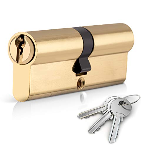 XFORT Messing 40/60 Euro-Zylinderschloss (100mm), Euro-Türschloss mit 3 Schlüsseln, Anti-Bump, Anti-Drill und Anti-Pick Türschloss mit Schlüssel von XFORT