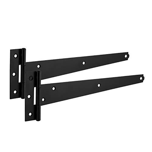 XFORT 2er-Pack 200 mm T-Scharnier, lackiert, Metall-Teh-Scharniere mit witterungsbeständiger, rostfreier Pulverbeschichtung, T-Riemenscharniere, ideal für den Außenbereich (Schwarz) von XFORT