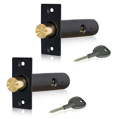 XFORT 2er-Pack Einsteck-Türriegel mit 2 Sternschlüsseln, Türsicherheits-Rack-Riegel für verbesserten Schutz von Türen und Fenstern zu Hause und am Arbeitsplatz (60 mm, Mattschwarz) von XFORT