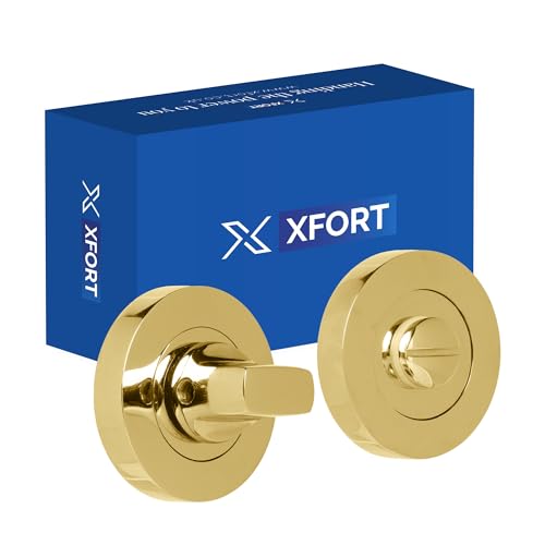 XFORT Poliertes Messing-Dreh- und Entriegelungsset, Badezimmer-Daumen-Drehverschluss, ideal für interne Holz-Badezimmer- und WC-Türen. von XFORT