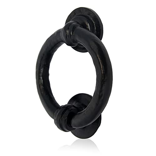 XFORT Smithy's Schwarzer Türklopfer mit antikem Ring, traditioneller Türklopfer mit schwarzem Ring für die Haustür, rustikaler Türklopfer aus schwarzem Eisen XFORT Smithy's Schwarzer Türklopfer mit antikem Ring, traditioneller Türklopfer mit schwarzem Ring für die Haustür, rustikaler Türklopfer aus schwarzem Eisen von XFORT