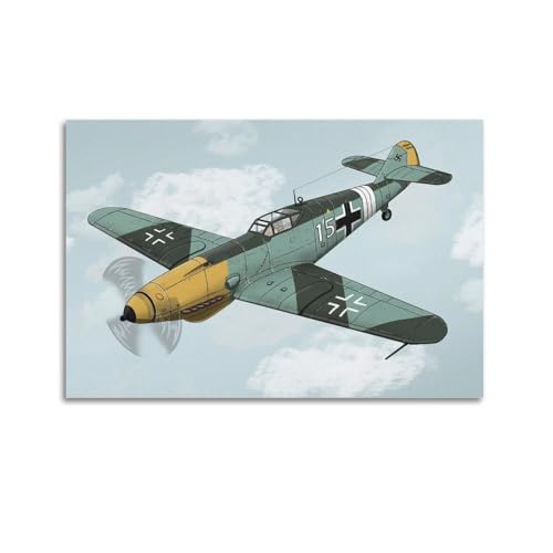 XFPMXC WW2 Vintage-Flugzeug-Poster, Bf 109, Militärflugzeug, dekoratives Gemälde, Leinwand, Wandkunstwerke, Bild, 40 x 60 cm XFPMXC WW2 Vintage-Flugzeug-Poster, Bf 109, Militärflugzeug, dekoratives Gemälde, Leinwand, Wandkunstwerke, Bild, 40 x 60 cm von XFPMXC