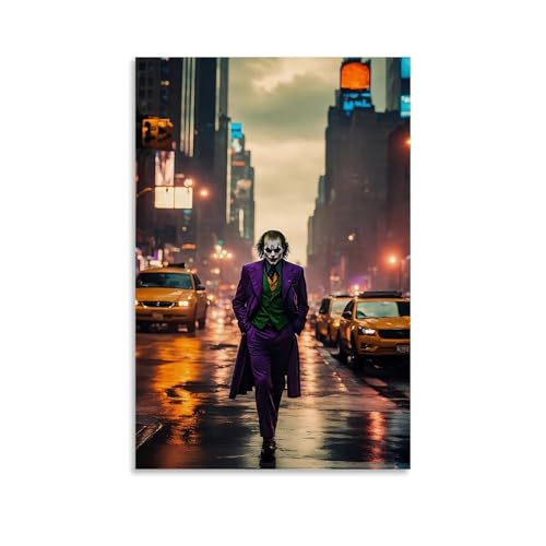 XFPOBH Joker Klassisches Filmposter auf Leinwand, Gemälde, Wandkunst, Bild, Heimdekoration, Druck für Schlafzimmer, Wohnzimmer, 60 x 90 cm, ungerahmter Stil von XFPOBH