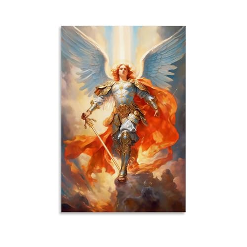 XFPOBH Poster auf Leinwand, Motiv: Heiliger Erzengel Michael, Wandkunst, Bild, Heimdekoration, Druck für Schlafzimmer, Wohnzimmer, 30 x 45 cm, ungerahmt von XFPOBH