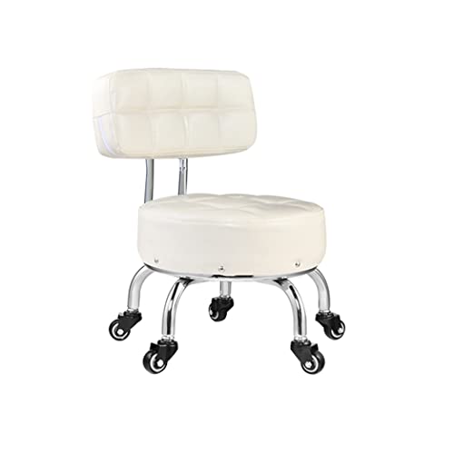 XFParts Niedriger Rollhocker mit Bremsrädern, Pedikürehocker, Rollschanzersitz kurzer Rollhocker mit universellen Drehzauberer PU Leder kleine kleine Hocker rot (weiß 48 cm) powerfully von XFParts