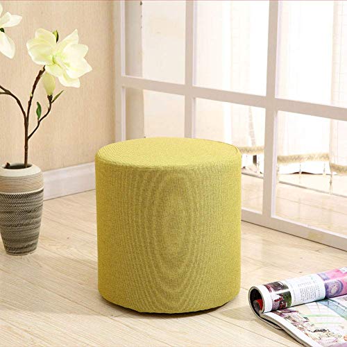 XFQZJG Fußhocker Ottomane Pouf Runder Stoff Sofa Hocker Rutschfest Verschleißfest Massivholz Fußhocker für Schlafzimmer Flur von XFQZJG