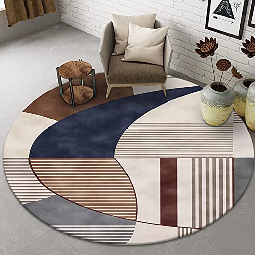 Runder Bereich Teppich für Büro Wohnzimmer Lesezimmer 80 cm 100 cm 120 cm 140 cm 160 cm 180 cm 200cm Moderne Teppich Waschbare rutschfeste Bürostuhl Matten Bodenmatte ( Size : Durchmesser 120cm ) von XFSHKJS