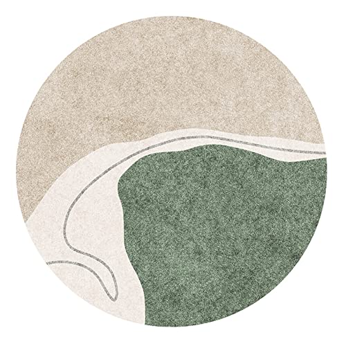 Rundfläche Teppich Khaki grün Große Teppich 80 cm 100 cm 120 cm 160 cm 200cm Moderne Kreis Teppiche für Wohnzimmer Küche Flur Indoor Runde rutschfeste Waschbare Bodenmatte ( Size : Durchmesser 140cm ) von XFSHKJS
