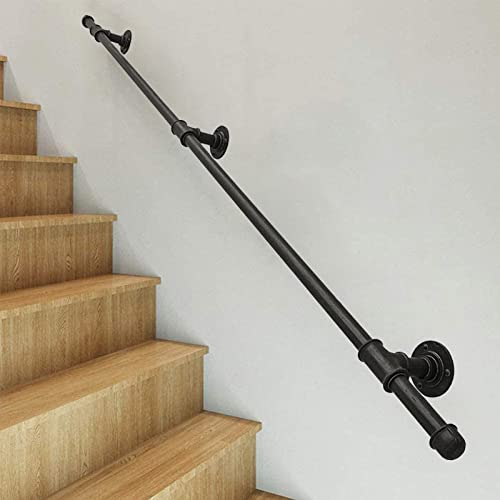 XFSHKJS 1ft-20ft Handlauf für Treppen, Innen-Außentreppen - Treppengeländer Handläufe für behinderte ältere Menschen, schwarzes Metallschmiedeeisen, Korridor-Sicherheitsstützstange (Size : 1.5m) von XFSHKJS