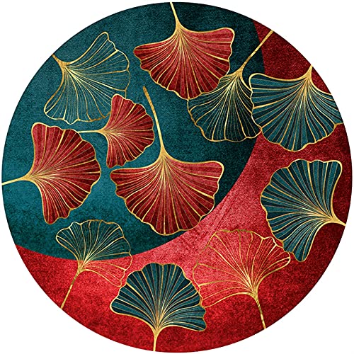 XFSHKJS Creativity Runder Teppich Grün Rot Groß 80cm 100cm 120cm 140cm 160cm 180cm 200cm Teppiche Für Haushalt Kurzflor Waschbar rutschfeste Indoor Boden Dekor Matten (Size : Durchmesser 140cm) von XFSHKJS