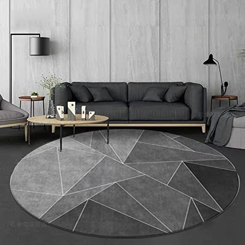 XFSHKJS Moderne Rundfläche Teppiche 160 cm 180 cm 200 cm 300 cm grau großen Teppich für Wohnzimmer Schlafzimmer Computerstuhl Wohnkultur rutschfeste Bodenmatten (Size : Durchmesser 200cm) von XFSHKJS
