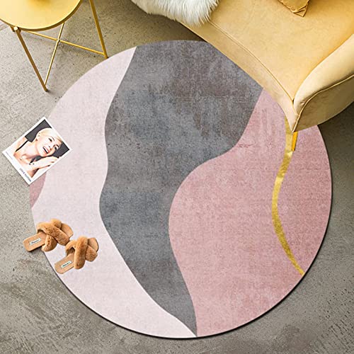 XFSHKJS Wohnzimmer Schlafzimmer Area Teppiche Runde 200 cm 300 cm Große Teppich Home Decor rutschfeste Bodenmatten - Rosa grau (Size : Durchmesser 100cm) von XFSHKJS