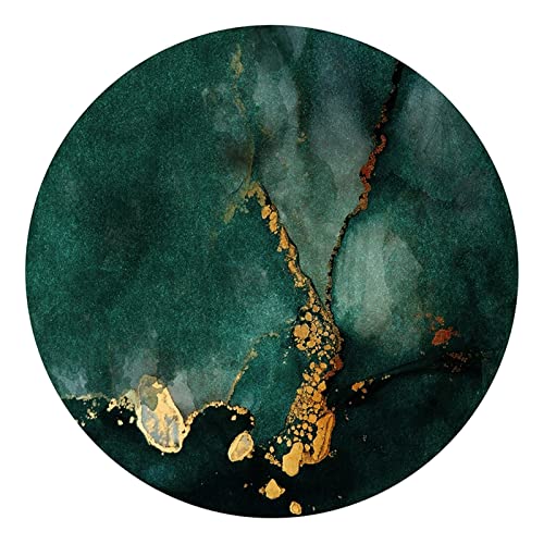 XFSHKJS Zeitgenössische runde Teppiche, grün/Gold 80 cm 100 cm 120 cm 140 cm 160 cm 200 cm 250 cm 300 cm runden Teppich für Wohnzimmer Schlafzimmer Nicht-Schlupfwaschmatte (Size : Durchmesser 140cm) von XFSHKJS