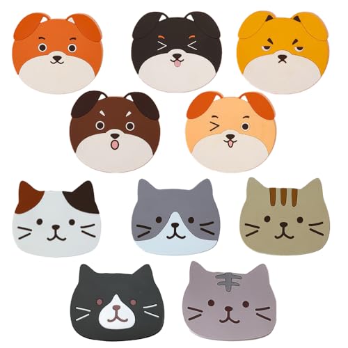 XFSRG 10 Stück Niedliche Tiermotiv Untersetzer Gläser Silikondeckel für Gläser Wasserabsorbierende Filzuntersetzer Rund Tischdeko für Küche und Haushalt XFSRG 10 Stück Niedliche Tiermotiv Untersetzer Gläser Silikondeckel für Gläser Wasserabsorbierende Filzuntersetzer Rund Tischdeko für Küche und Haushalt von XFSRG