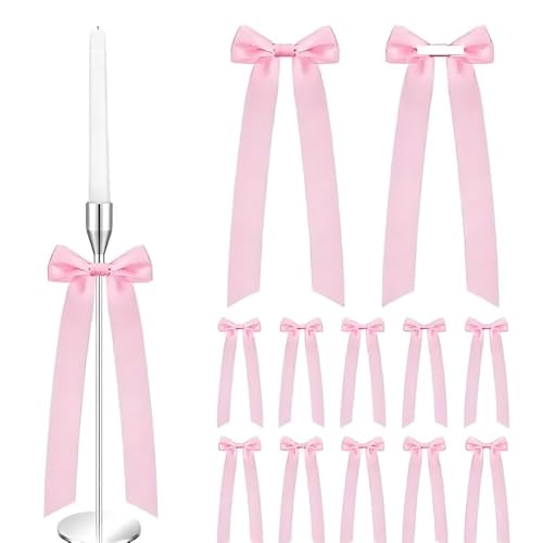 XFSRG 12 Stück Schleifen Kleine Deko Rosa Mini Schleifen für Hochzeit Geschenkschleifen Stuhlschleifen Perfekt für Hochzeitsdeko Geburtstagsfeiern Partydekorationen (Rosa) von XFSRG