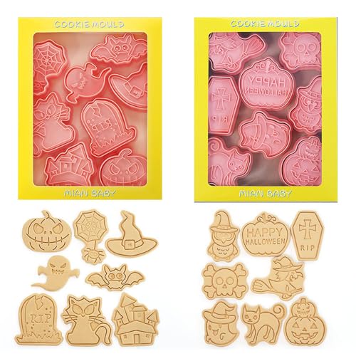 XFSRG 16 Stück Halloween Keksausstecher Set aus PP Kürbis Geist und Fledermaus Formen für DIY Kekse Fondant und Plätzchen Leicht zu Reinigen XFSRG 16 Stück Halloween Keksausstecher Set aus PP Kürbis Geist und Fledermaus Formen für DIY Kekse Fondant und Plätzchen Leicht zu Reinigen von XFSRG