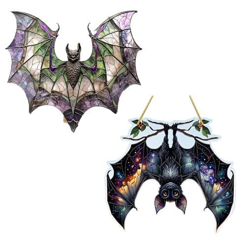 XFSRG 2 Stück Halloween Fledermaus Sonnenfänger Gothic Fensterdeko Fledermaus Deko Halloween Deko für Stimmungsvolle Party und Wohnraumdekoration XFSRG 2 Stück Halloween Fledermaus Sonnenfänger Gothic Fensterdeko Fledermaus Deko Halloween Deko für Stimmungsvolle Party und Wohnraumdekoration von XFSRG