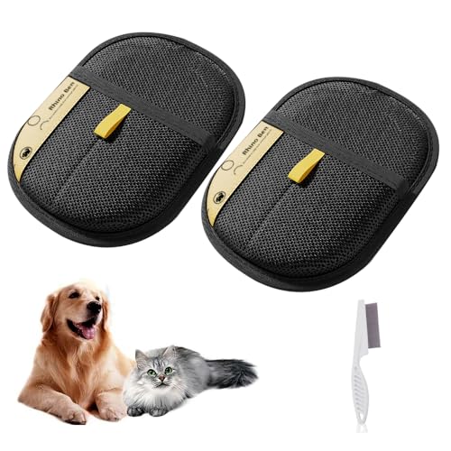 XFSRG 2 Stück Pet Hair Remover Glove 1 Stück Bürste Haustier Katzen Handschuhe Fellpflege Wiederverwendbare Fellpflegehandschuhe für Haustiere(B) von XFSRG