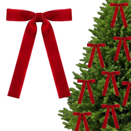 XFSRG 24 Stück Weihnachten Schleifen Kleine Deko Hochwertige Christbaumschmuck Schleife Geschenkbänder Perfekte Christmas Decorationsdeko Weihnachten für Festliche Atmosphäre (Rot) von XFSRG