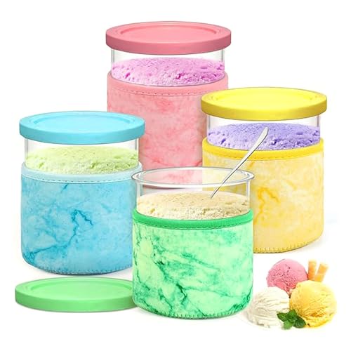 XFSRG 4 Stück Eiscreme-Neoprenhülle Für Ninja Creami Deluxe-Zubehör Wiederverwendbare Isolierte Hüllen für 16oz und 24oz Deluxe Eismaschinenbehälter（24OZ） von XFSRG