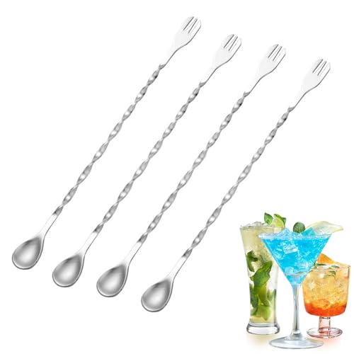 XFSRG 4Pcs Cocktailrührlöffel Edelstahl Lang Löffel Set – Elegantes Design Hochwertige Materialien Perfekt für Barzubehör und Zuhause von XFSRG