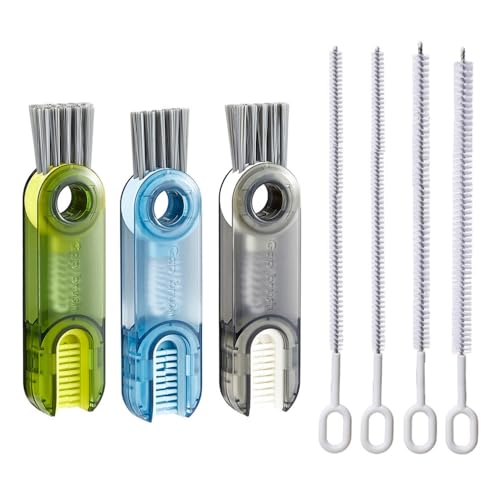 XFSRG 7 Stück 3-in-1 Flaschenbürste Reinigungsbürste Becherdeckelbürste Strohhalm Bürste für Wasserflaschen Becherdeckel Strohhalmreinigung von XFSRG