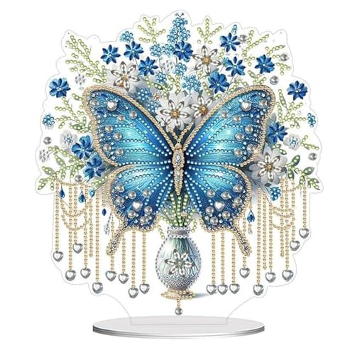 XFSRG Diamond Painting Tischdeko 5D Tabletop Special Diamond Craft Painting Kit Diamant-Ornamente Diamond-Paintings Schmetterling DIY Diamond Painting Tisch Deko Set für Mädchen Kinder (Blau) von XFSRG