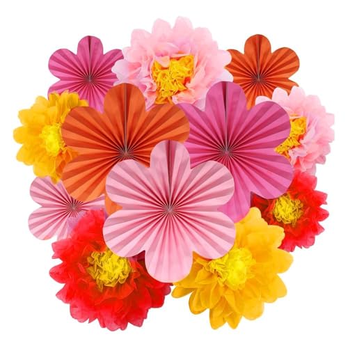XFSRG Geburtstagsdeko Blumen Papier Girlande Hochzeit Deko Gartenparty Rosa und Gelb XFSRG Geburtstagsdeko Blumen Papier Girlande Hochzeit Deko Gartenparty Rosa und Gelb von XFSRG