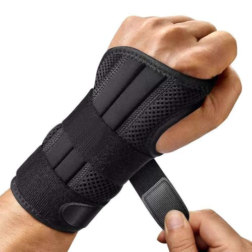 XFSRG Handgelenkbandage mit 3 Schienen für Tag und Nacht Verstellbar für Männer und Frauen zur Unterstützung bei als Sportschutz (Rechts L) von XFSRG