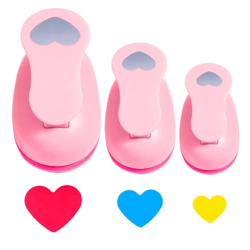 XFSRG Herz Stanzer Set 3 Stück Motivlocher Stanzer mit Verschiedenen Größen Herzausstecher Herzstanzer Stanzer Kinder für Basteln Scrapbooking, Grußkarten (25mm 15mm 10mm) von XFSRG