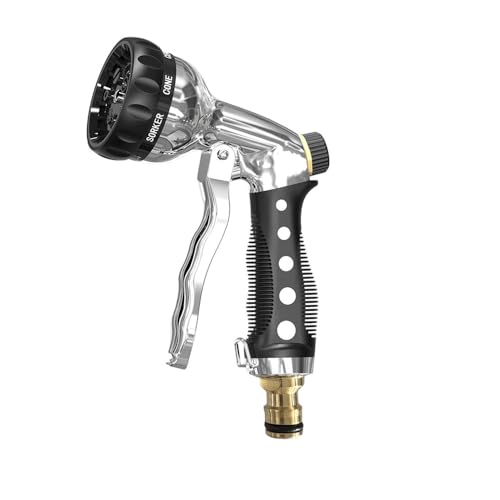XFSRG Hochwertige Gartenschlauch Spritzpistole Handbrause Garten Multibrause Gartensprenger für Bewässerung Reinigung Autowäsche (Silber) von XFSRG