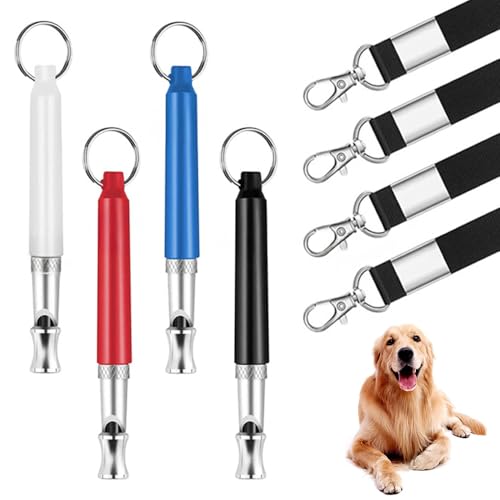 XFSRG 4 Pack Hundepfeife Gegen Bellen, Wird FüR Den RüCkruf Verwendet Ultraschall Hundepfeife Einstellbare, Distanzhundepfeife zum Stoppen des Bellens Mit Lanyard von XFSRG
