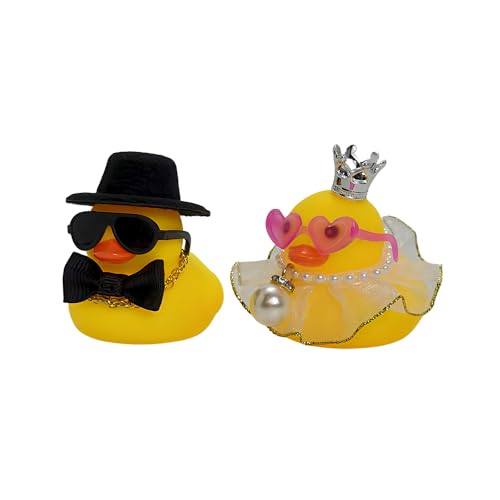 XFSRG Hochzeitsgeschenke Für Brautpaar Quietscheenten Set – Elegante Badeenten Mit Herzbrillen Und Hochzeitsschmuck – Lustige Brautaccessoires Für Hochzeitsfeiern (Goldbesetzter Rock) von XFSRG