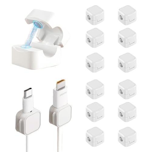 XFSRG 12 Stück Kabel Organizer Schreibtisch Magnetischer Kabelhalter Kabel Management Organizer Kit für Büro und Zuhause(Weiß) von XFSRG