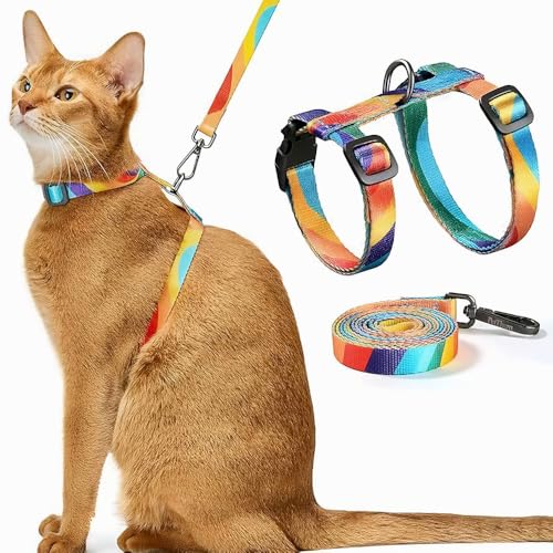 XFSRG Katzengeschirr mit Leine Ausbruchsicher Verstellbar Katzen Geschirr Set Katzenversorgungen für Kleine Mittelgroße & Große Katzen (Gelb) von XFSRG