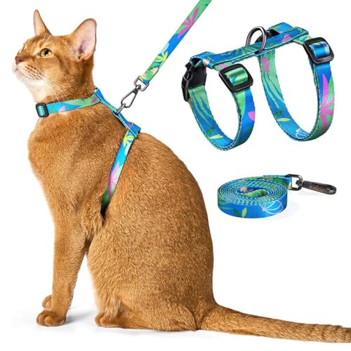 XFSRG Katzengeschirr mit Leine Ausbruchsicher Verstellbar Katzen Geschirr Set Katzenversorgungen für Kleine Mittelgroße & Große Katzen (Grün) von XFSRG