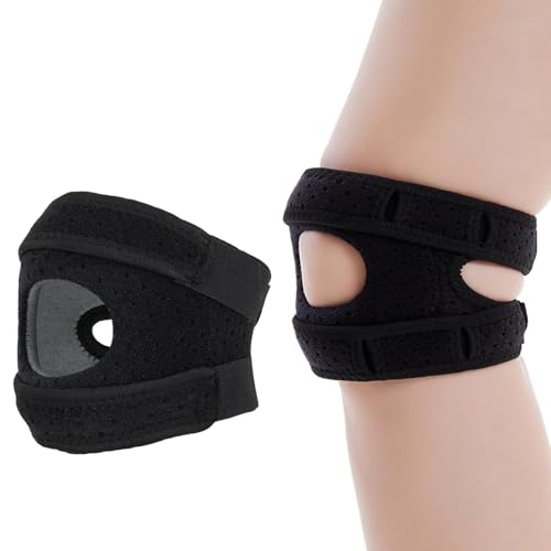XFSRG Kniebandage zur Belastungsreduktion Verstellbare Sport Knieunterstützung mit Silikonpolster Atmungsaktive Knie Schiene für Stabilität und Schutz (Schwarz) von XFSRG
