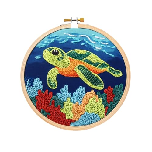 XFSRG Kreuzstich Set Erwachsene DIY Set Stickerei Kit mit Kuh und Schildkröte Design für Anfänger und Fortgeschrittene (Schildkröte) von XFSRG