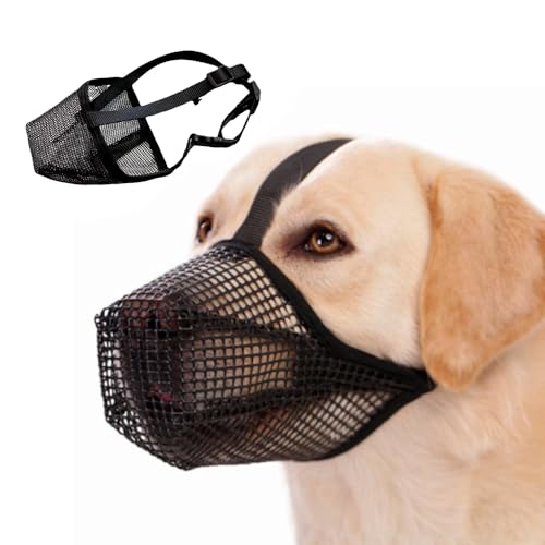 XFSRG Maulkorb Für Große Hunde Aus Atmungsaktivem Netzmaterial Sicherer Maulkorb Für Labrador Und Französische Bulldogge Ideal Für Spaziergänge Und Training (M) von XFSRG