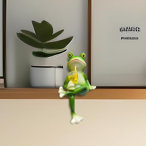 XFSRG Mini-Frosch Topfpflanzen Dekorationen Mini Harz Frosch Figuren Garten Kantenhocker Deko Teichdeko Blumentopfhänger Figuren Outdoor-Geschenke (Grün 2) von XFSRG