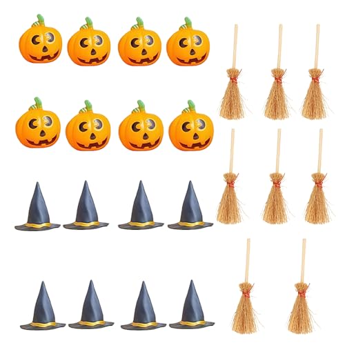 XFSRG Mini Halloween Hexenhüte und Hexenbesen Kürbisse Basteln Deko Set Tischdekoration 24 Stück Halloween-Partyzubehör Herbst Schmuck XFSRG Mini Halloween Hexenhüte und Hexenbesen Kürbisse Basteln Deko Set Tischdekoration 24 Stück Halloween-Partyzubehör Herbst Schmuck von XFSRG