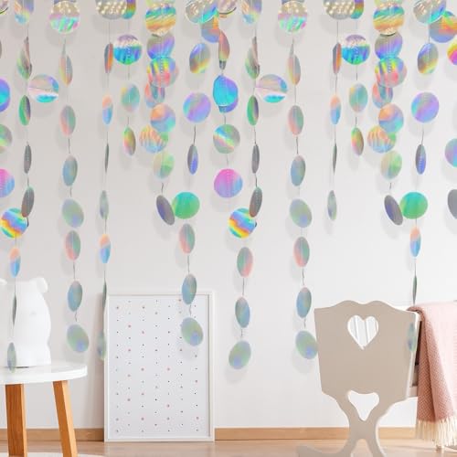 XFSRG Papier Girlande Glitzer Runde 2 Stück 4m Glitzer Runde Kreis Banner Hängende Runde Garland für Geburtstag Hochzeit Baby Shower Party Deko (Mehrfarbig) von XFSRG