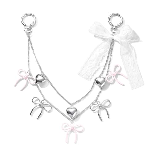 XFSRG Taschenschmuck Mit Herzund Schleifenanhänger Silberne Taschenkette Mit Spitzenband Modische Taschen Accessoires Für Damen XFSRG Taschenschmuck Mit Herzund Schleifenanhänger Silberne Taschenkette Mit Spitzenband Modische Taschen Accessoires Für Damen von XFSRG