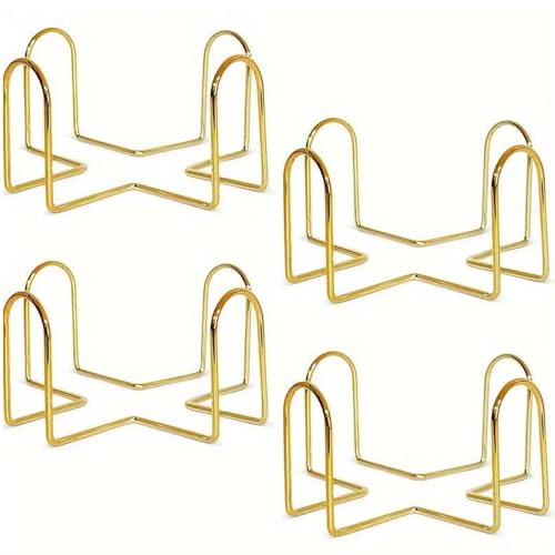 XFSRG Untersetzer-Halter aus Eisen 4-teiliges Set Metallständer zur Aufbewahrung von Tassenuntersetzern Rutschfester Getränkeuntersetzer-Halter für Küche & Tisch (Gold) von XFSRG
